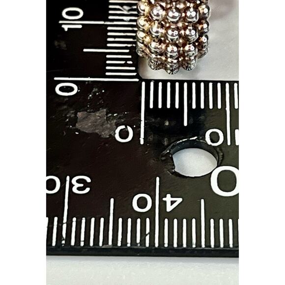 Sterling Silver Beaded Hoop Earrings – Ball Bead Granulated Design – Italy- 6.0g - Picture 12 of 13